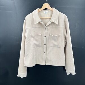 AVLN studio cream corduroy jacket crop snap front barn work boho lightweight L